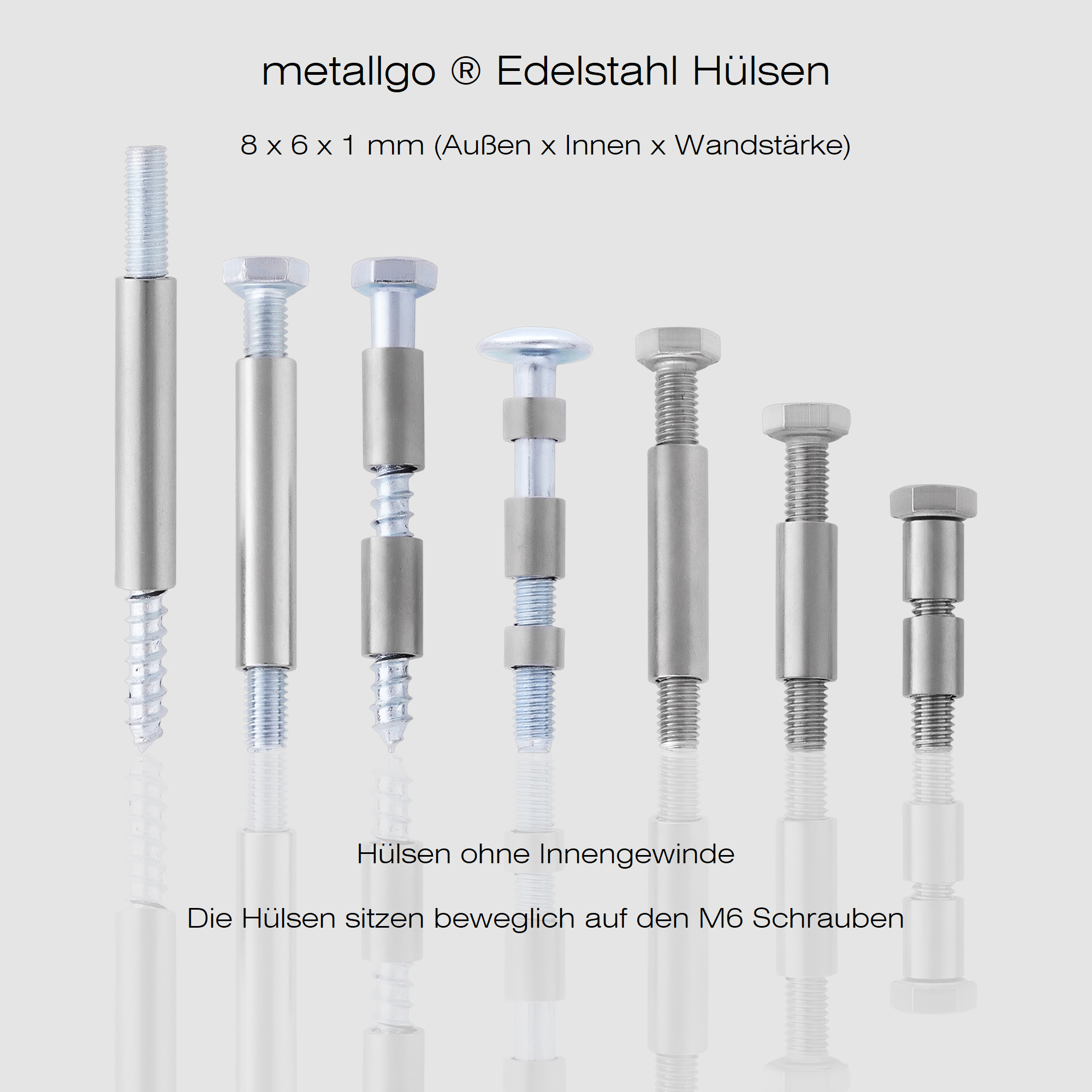 Edelstahlhülse 8x6x1 mm (bis M6) Edelstahlhülse 8x6x1 mm (bis M6)