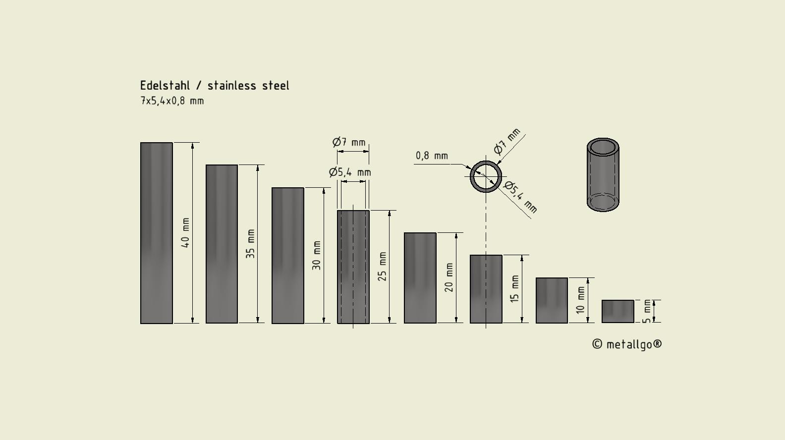 Edelstahlhülse 7x5,4x0,8 mm (bis M5) Edelstahlhülse 7x5,4x0,8 mm (bis M5)